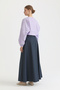 Angled Cotton Skirt Navy Blue - 4