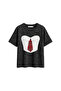 Plaid Tie Printed Relaxed Fit Washable Black Women's Tshirt