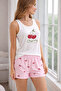 Cherry Patterned Zero Sleeve-Pants Pajama Set