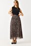 Women's Gathered Waist Lined Chiffon Skirt Leopard