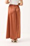Women's Long Elastic Waist Flared Satin Skirt Copper - 5