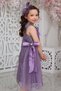 Girl's Lilac Dress with Ribbon Detail at the Waist, Leaf Lace on the Outside, and Lining Inside - 3