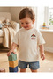 Crew Neck Cowboy Themed Printed 100% Cotton Oversize T-Shirt Baby - Kids - 4