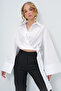 White Wide Cuff Sleeve Detailed Tie-Front Poplin Shirt Alc-X13750 - 2