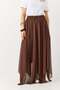 Women's Stone Detailed Asymmetrical Lined Chiffon Skirt Brown - 4