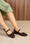 Ballerina Brown Bow-Tie Strap Ballet Flats - 3