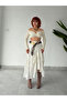 Premium Linen Asymmetrical Ruffled White Long Skirt - 2