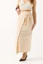 Women's Waist Tie Detailed Linen Midi Skirt Cream - 2
