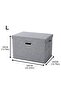Cotton Linen Folding Storage Boxes With Lids Decorate The Handle Storage Box(grey，58*40*35cm） - 7