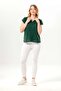 Short Cap Sleeve Gülizar Şile Bezi Summer Embroidered Blouse Green Ysl - 7