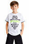 Boy's White Color Short Sleeve T-Shirt with Difference Text Pattern on the Front and Back