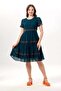 Short Sleeve Crew Neck Embroidered Authentic Voile Short Dress Petrol Ptrl - 5