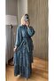 Lavinya Layered Chiffon Dress with Flounces, Hijab Compatible, Long Dress with Patterned Shawl