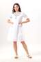 Short Sleeve Helin V-Neck Embroidered Side Pocket Summer Voile Short Dress White Byz - 4