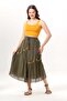 Nihal Tied Voile Elastic Waist Authentic Single Pocket Summer Long Skirt Khaki Hk - 7