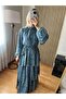 Lavinya Layered Chiffon Dress with Flounces, Hijab Compatible, Long Dress with Patterned Shawl - 5