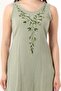 Sleeveless Lidya V-Neck Muslin Embroidered Summer Short Dress Olive Green Zytnysl - 3