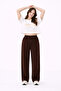 Women's Brown Modal Stretchy Soft Textured Wide Leg Comfortable Wide Cut Modal Fabric Sweatpants
