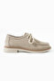 Luby Beige Suede Genuine Leather Lace-Up Loafer