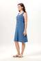 Sleeveless Lidya V-Neck Muslin Embroidered Summer Short Dress Indigo Indg - 6