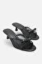 Mi̇a Women's Short Heeled Slippers with Bow on the Front and Transparent Side A006-K2611