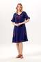 Short Sleeve İrem Embroidery Detailed Midi Length Summer Shile Fabric Dress Purple Purple - 7