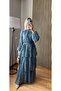 Lavinya Layered Chiffon Dress with Flounces, Hijab Compatible, Long Dress with Patterned Shawl - 6