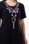 Short Sleeve Lidya Crew Neck Embroidered Summer Short Muslin Dress Black Syh - 3