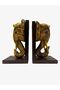 Decorative Wooden Handmade Book Holder Set of 2 Patterned Elephant 22X13Cm Book Support