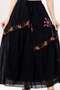 Nihal Tied Voile Elastic Waist Authentic Single Pocket Summer Long Skirt Black Syh - 3