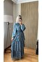 Lavinya Layered Chiffon Dress with Flounces, Hijab Compatible, Long Dress with Patterned Shawl - 3
