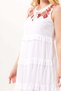 Sleeveless Mina Embroidery Detailed Lace-Up Collar Summer Voile Dress White Byz - 3