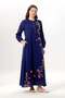 Long Sleeve Spring Buttoned Crew Neck Floral Embroidered Summer Sile Fabric Long Dress Purple Purple - 5