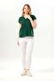 Short Cap Sleeve Gülizar Şile Bezi Summer Embroidered Blouse Green Ysl - 8