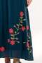 Long Sleeve Spring Buttoned Crew Neck Floral Embroidered Summer Shile Cloth Long Dress Petrol Ptrl - 3