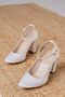 Lillian Heeled White Satin Heeled Women's Shoes - 3