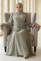 Shiny Chiffon Stone Detailed Plus Size Hijab Evening Dress Tbs968