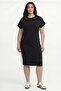 Women's Plus Size Extra Comfortable Fit Black Dress with White Line Trim
