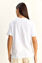 Women's White Print and Sequin Detailed Bow Basic T-Shirt 7643 60286115 - 6