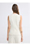 Ozmarka New Season White Crew Neck Patterned Women's Vest - 4