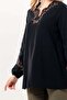 Long Sleeve Nevin Embroidery Detailed V-Neck Summer Shile Fabric Authentic Blouse Black Syh - 4