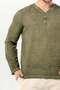 Long Sleeve Bora V-Neck Buttoned Poplin Men's T-Shirt |   Summer Men's Tshirt Light Khaki Ahk - 5