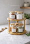Set of 10 Glass Spice Jars with Rotating Stand and Bamboo Lids – Organizer with 12 Spice Labels - 3