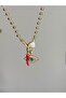 Dorika Chain Heart Hook Detailed Charm Pendant Eye and Red Pepper Lucky Necklace - 4