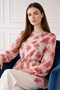 Patterned Balloon Sleeve Chiffon Shirt A50906 Pink - 2