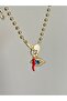 Dorika Chain Heart Hook Detailed Charm Pendant Eye and Red Pepper Lucky Necklace - 3