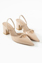 Iris Beige Rustic Open-Back Thick Heeled Shoes - 2