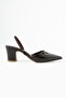 Iris Brown Rustic Open-Back Thick Heeled Shoes