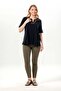 Short Sleeve Nevin Embroidered V-Neck Summer Shile Fabric Authentic Blouse Black Syh - 8