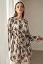 Patterned Balloon Sleeve Chiffon Shirt A50906 Anthracite - 3